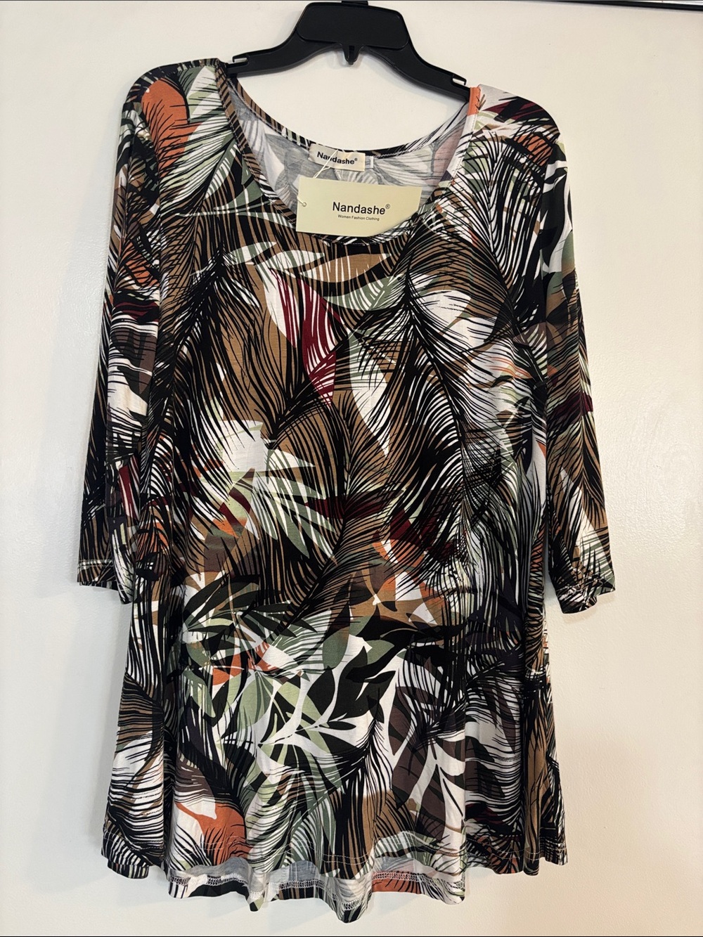 Women's Tropical Print Tunic - Olive Multi
